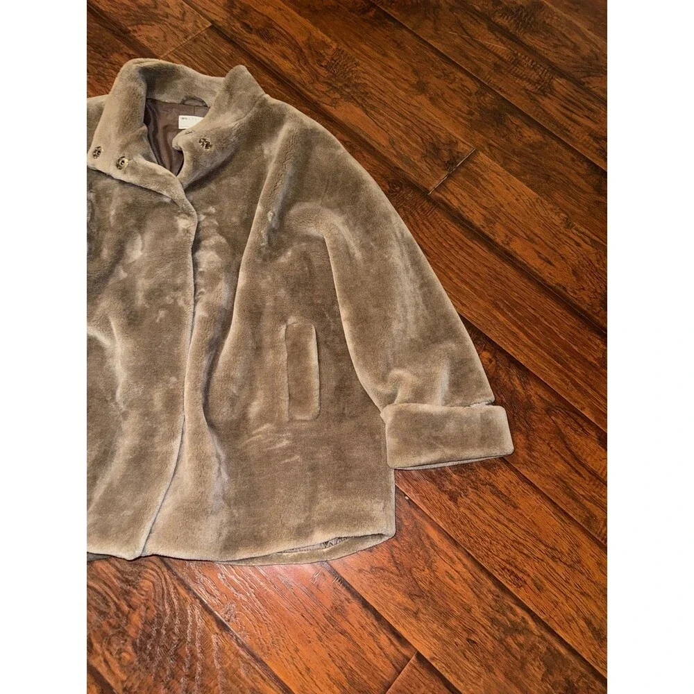 ASOS DESIGN cozy teddy funnel neck coat size US 24